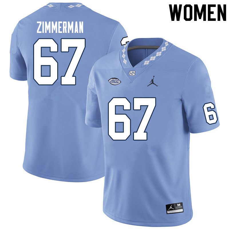 Women #67 Trey Zimmerman North Carolina Tar Heels College Football Jerseys Sale-Carolina Blue